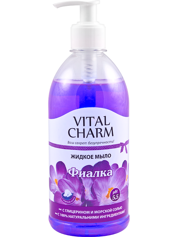 Vital Charm Liquid soap with glycerin and sea salt “Violet” bottle