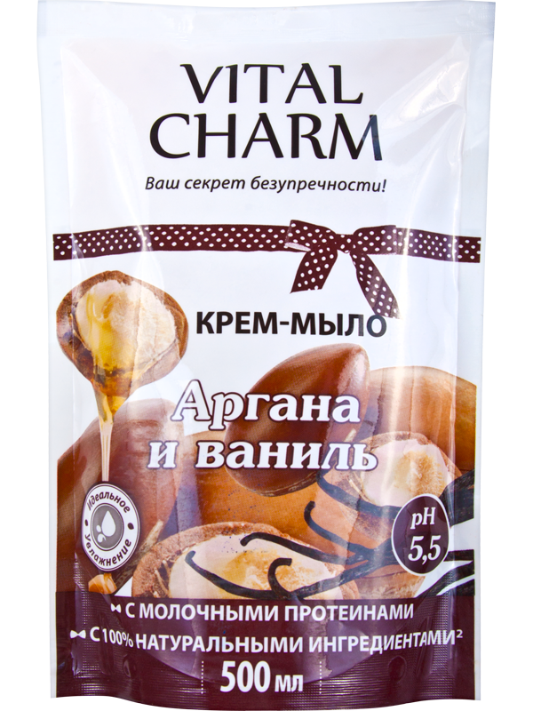 Vital Charm Liquid cream-soap “Argan and Vanilla” doypack