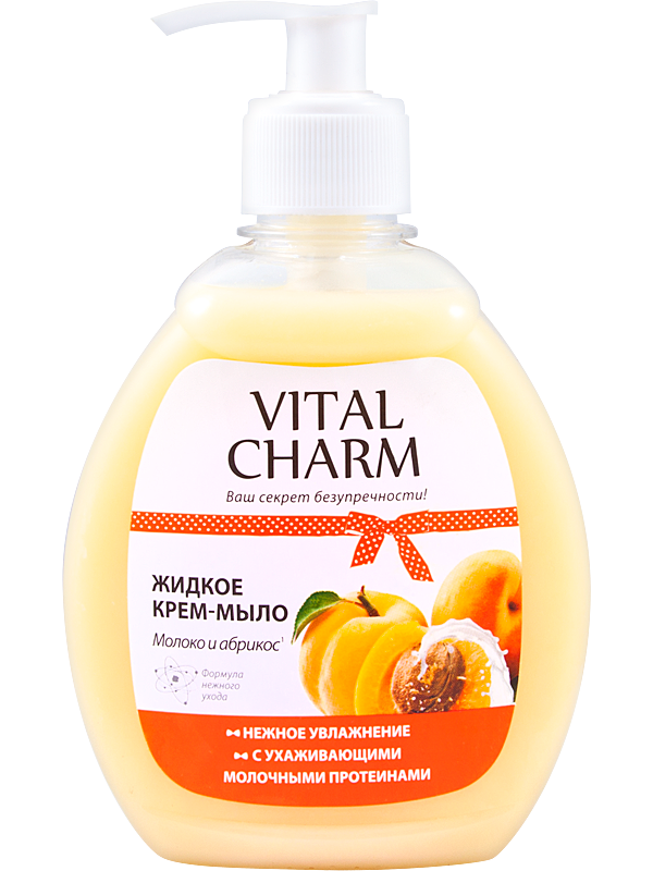 Vital Charm Liquid Cream Soap “Milk and Apricot” dispenser
