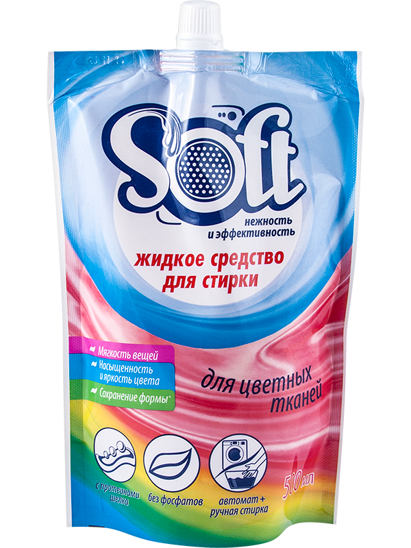 SOFT liquid detergent colored fabrics, doy-pack