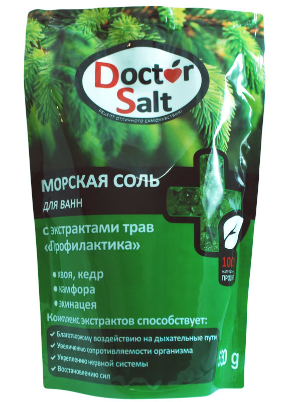 Doctor Salt Морская соль для ванн с экстрактами трав «Профилактика» 530 г
