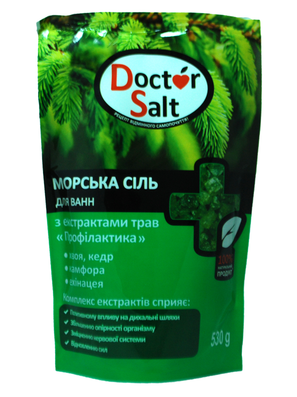 Doctor Salt Морська сіль для ванн з екстрактами трав «Профілактика» 530 г