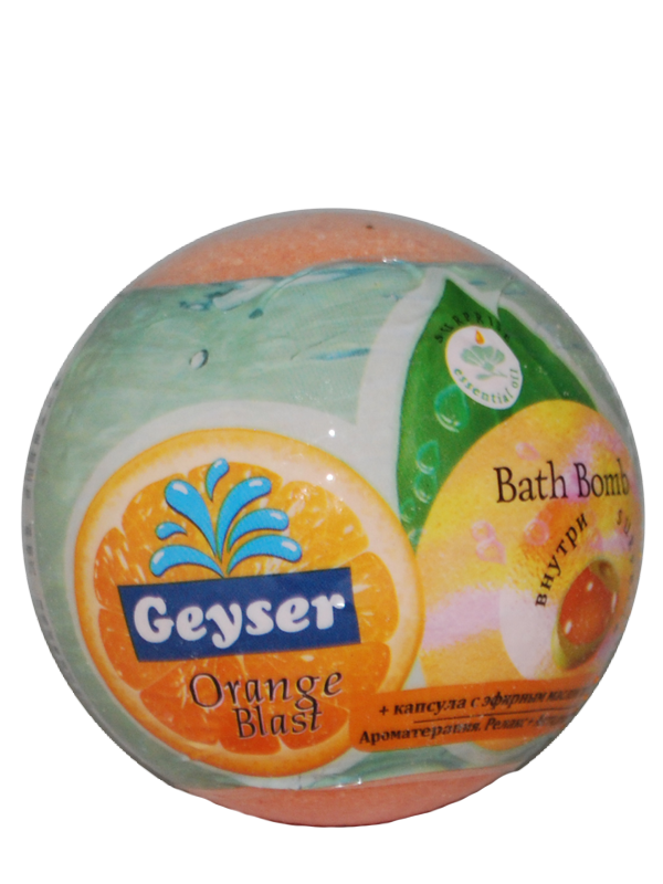 Geyser Bath bomb c capsule of essential oil of orange «Orange Blast» 140 g