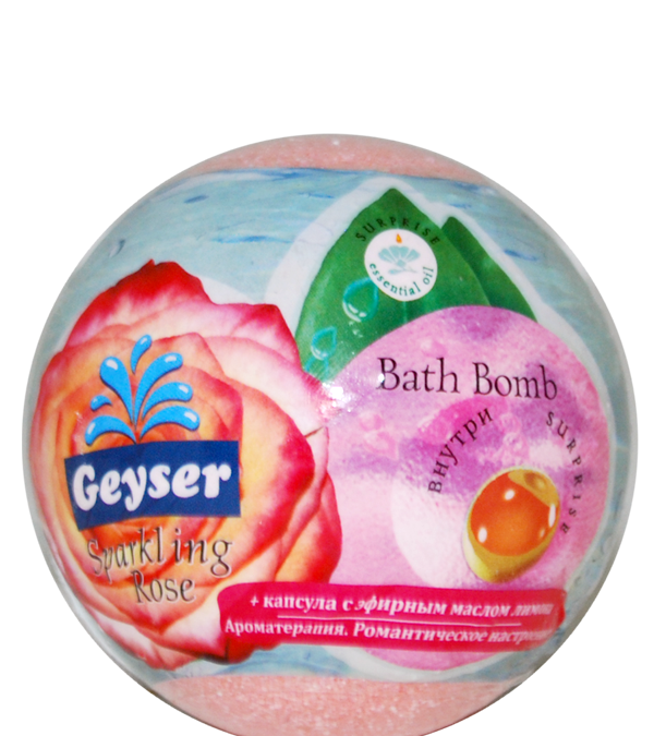 Geyser Бомба для ванн з капсулою ефірної олії іланг-ілангу «Sparkling Rose» 140 г