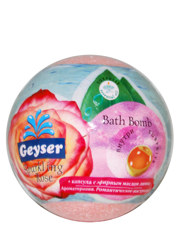 Geyser Bomb for baths with capsule of essential oil of ylang-ylang “Sparkling Rose” 140 g