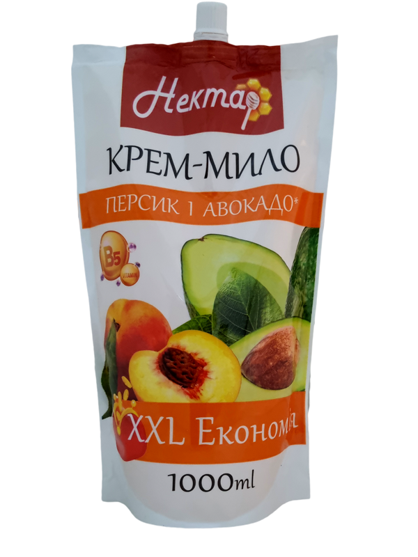 НЕКТАР Крем-мило «Персик і авокадо» 1000 мл дой-пак