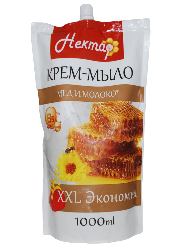 НЕКТАР Крем-мыло «Мед с молоком» 1000 мл дой-пак