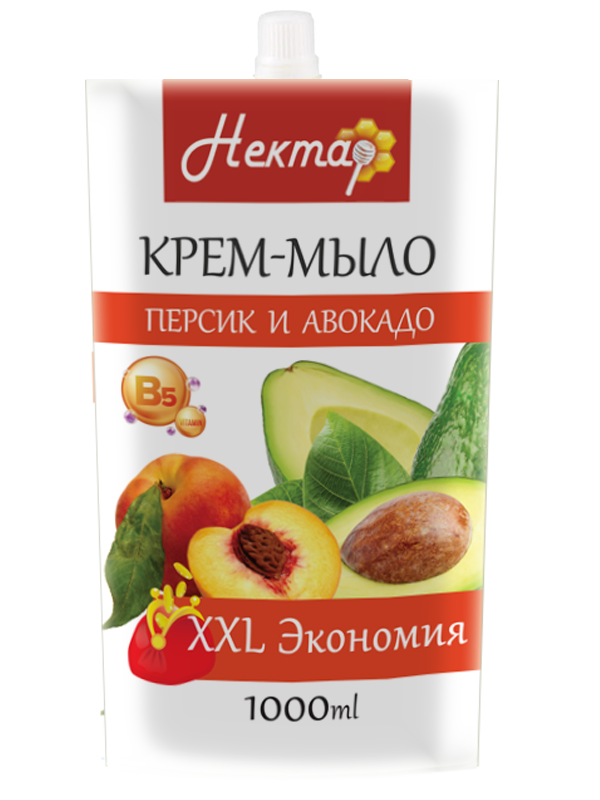 НЕКТАР Крем-мыло «Персик и авокадо» 1000 мл дой-пак