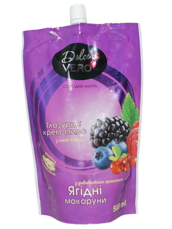 Dolce Vera Cream soap with fragrance “Berry macaroons” doypack 500ml