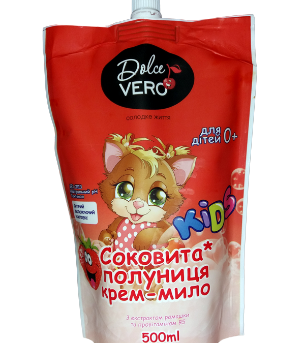 Dolce Vero Children’s cream-soap “Juicy strawberry” doy-pack
