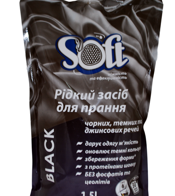 SOFT Liquid detergent for washing of black, dark jeans and things, doypack 1500ml